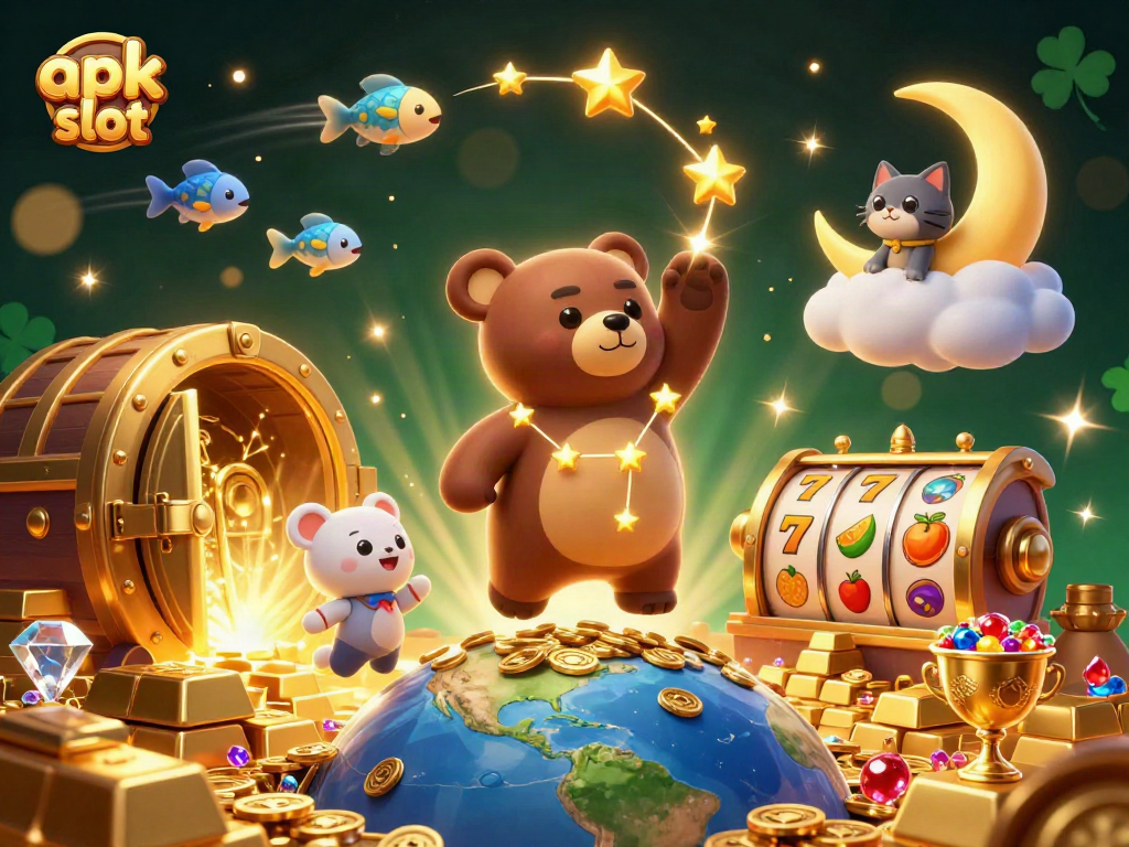 Engage with apk slot gameplay featuring a dazzling scene of riches and characters in action.