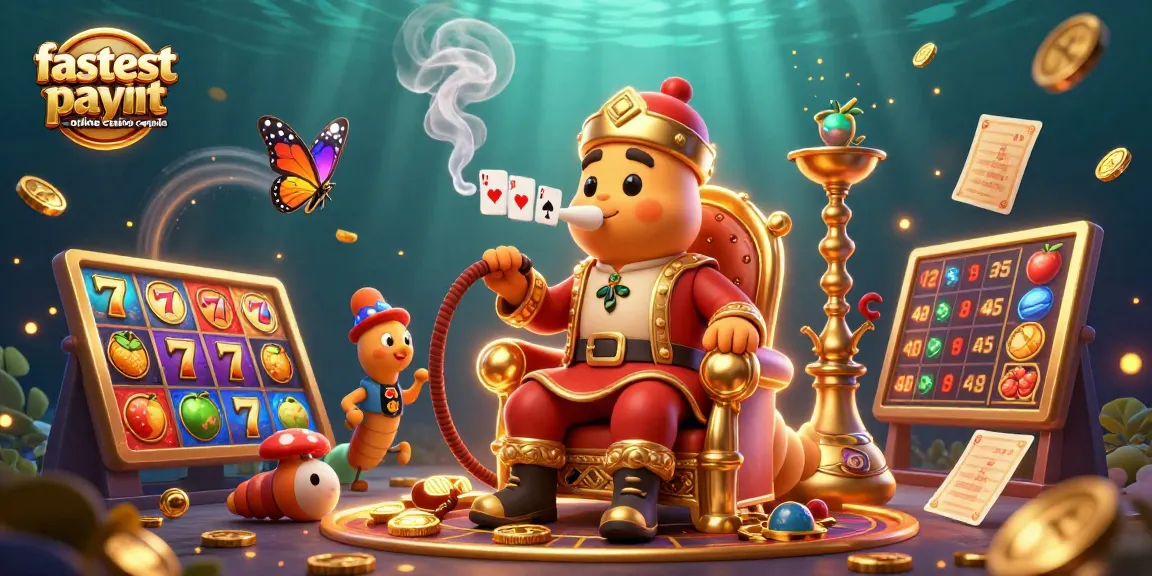 Experience the fastest payout online casino Canada, featuring lively symbols and vibrant characters in a casino-themed illustration.